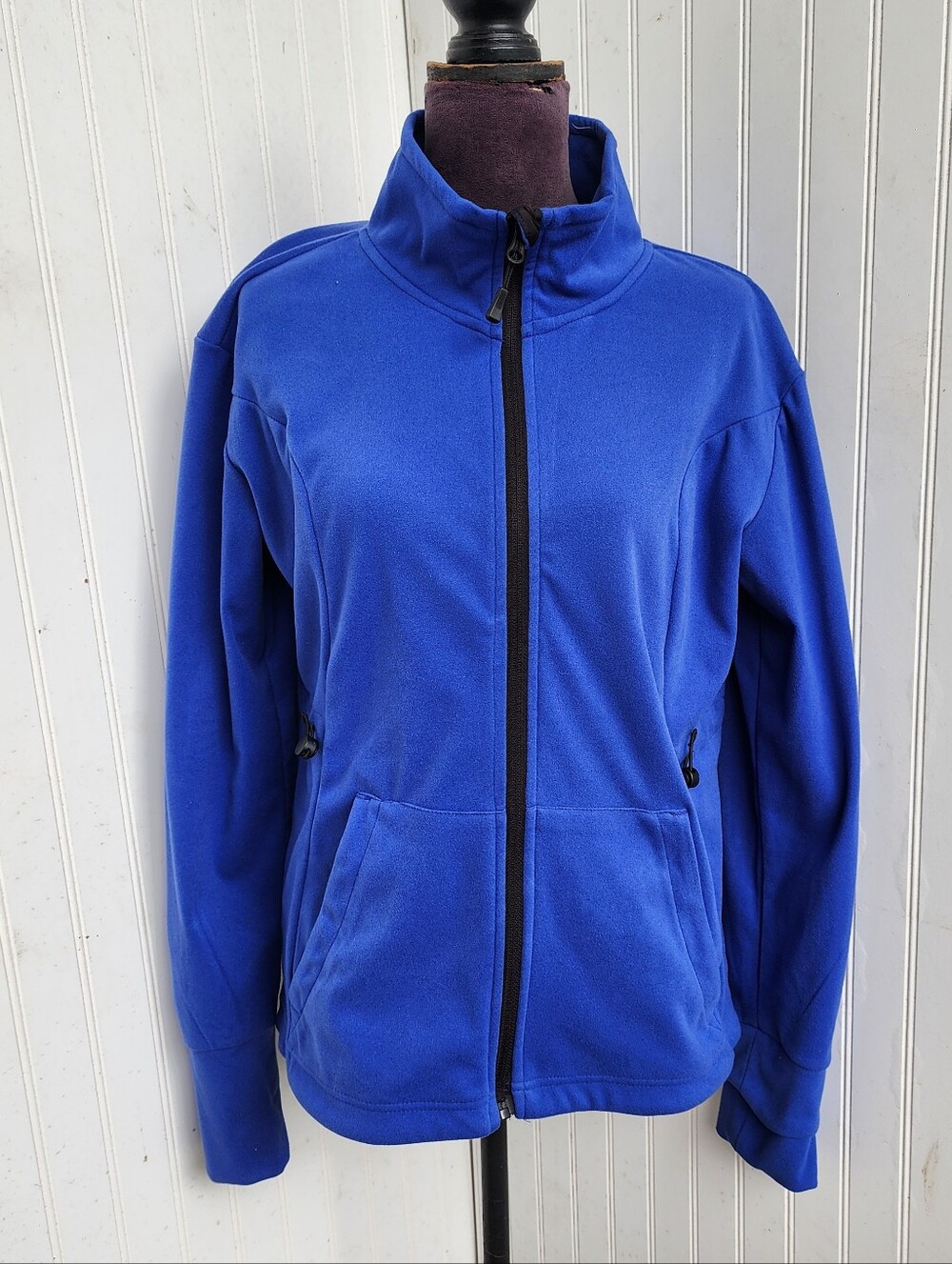 Emerald 18 Womens Royal Blue Full Zip Micro Fleece Lined Athletic Jacket Sz M